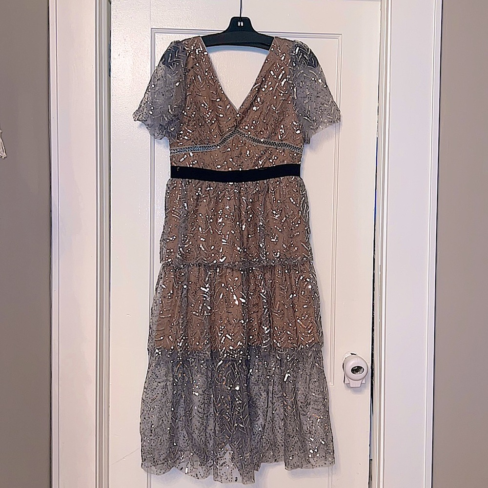 Sequin Tiered MIDI Dress